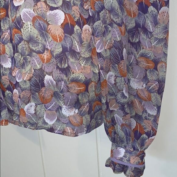 Vtg 70s Alexandria ruffled neck polyester blouse - Picture 3 of 8